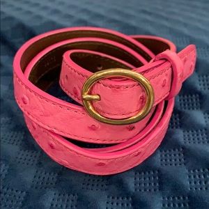 J. Crew Pink Leather Belt - Embossed Ostrich